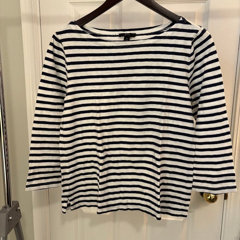 J Crew | Boatneck Striped 3/4 Sleeve Top | Size M